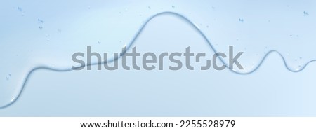 Clear liquid cosmetic gel texture. Dripping jelly cream or serum with collagen, niacinamide or salicylic acid for beauty skincare, border isolated on blue background, vector realistic illustration Royalty-Free Stock Photo #2255528979