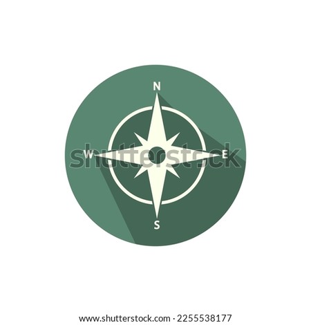 Compass Icon Design, Colored and Shaded, Vector Illustration