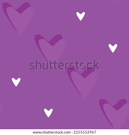 Seamless pattern of hearts on a purple background