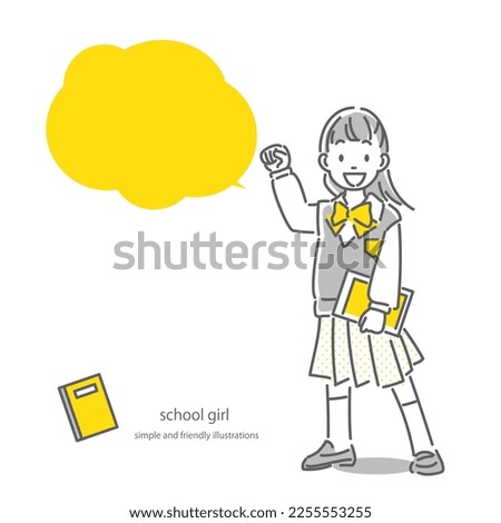 teengirl in school uniform, friendly illustration