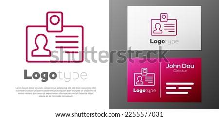 Logotype line Identification badge icon isolated on white background. It can be used for presentation, identity of the company, advertising. Logo design template element. Vector