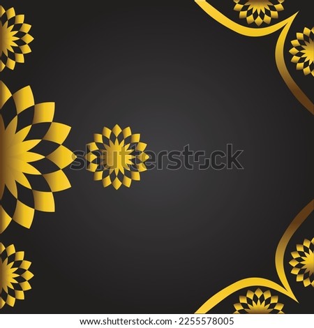 Abstract black background with golden floral ornament. Vector illustration for your design.