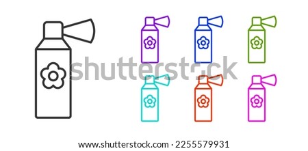 Black line Air freshener spray bottle icon isolated on white background. Air freshener aerosol bottle. Set icons colorful. Vector Royalty-Free Stock Photo #2255579931