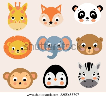 Animal Cartoon Set Illustration Background