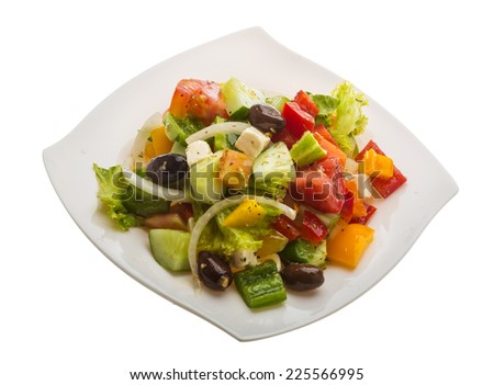 Delicous greek salad isolated on white