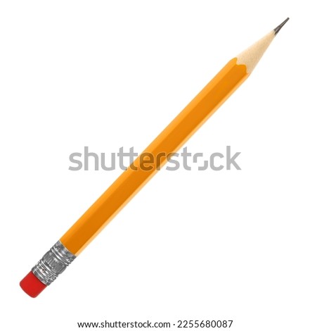 Short graphite pencil with eraser isolated on white. School stationery Royalty-Free Stock Photo #2255680087