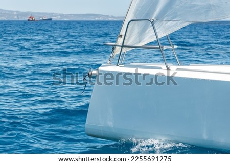 Close up of sailing boat yacht on the sea
