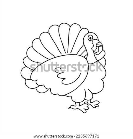 Turkey linear had drawn doodle, bird farm icon collection