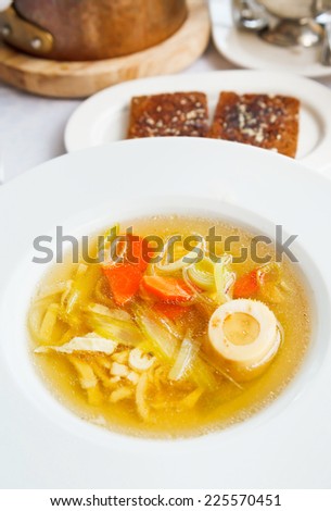 austrian dish - soup tafelspitz from boiled beef broth