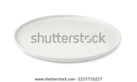 Beautiful empty ceramic plate isolated on white Royalty-Free Stock Photo #2255710227