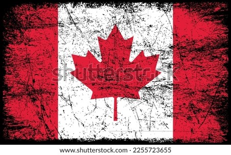 Vector illustration of grunge old distressed Canadian flag