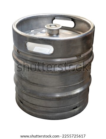 Draft beer aluminum tank alcoholic container isolated on white background. This has clipping path. Royalty-Free Stock Photo #2255725617