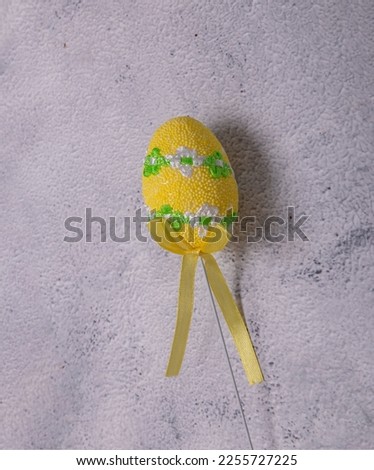Easter eggs on a gray background with copy space. Easter background. egg decoration