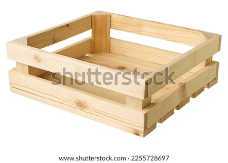 Empty wooden crate, isolated on white background Royalty-Free Stock Photo #2255728697