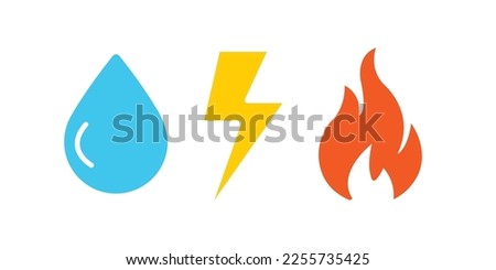 Gas Water Electricity icons. Clipart image isolated on white background. Miscellaneous sign symbol