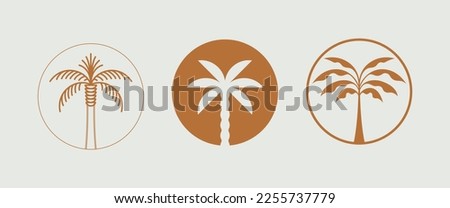 Vector logo design template with palm tree - abstract summer and vacation badge and emblem for holiday rentals, travel services, tropical spa and beauty studios Royalty-Free Stock Photo #2255737779