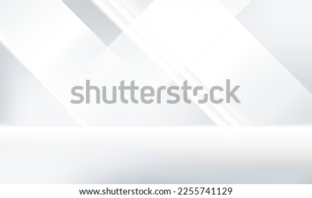 Abstract blank background with white and grey geometric gradient design to white backdrop with smooth light and shadow. Empty studio product display with copy space for display of content design. Royalty-Free Stock Photo #2255741129