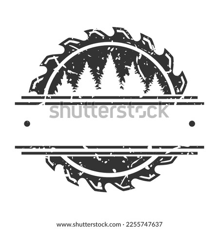 Saw Blade Logo Illustration Clip Art Design Shape. Forest Wood Silhouette Icon Vector.
