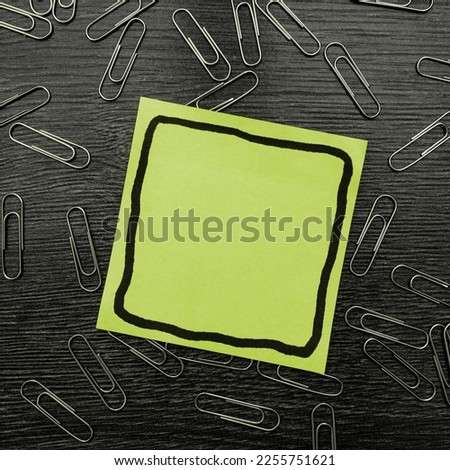 Paperclips Around Important Informations On Desk. Crumpled Notes And Colorful Clips All Over Crutial Announcement. Presented Recent Updates. Text on paper sticker.