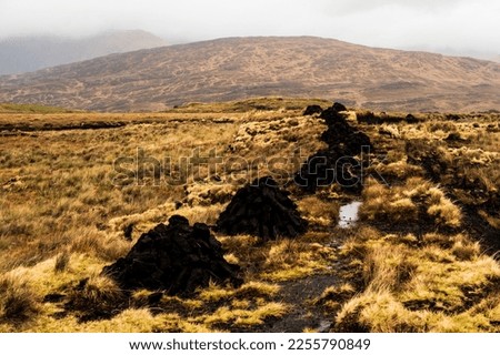 Peat bogs in Connemara, Ireland Royalty-Free Stock Photo #2255790849