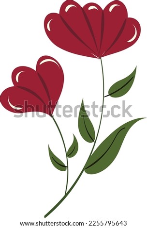 Flower bouquet vector illustration. Floral blossom with leaves. Colorful flat vector illustration. Spring decoration in modern simple flat style for holiday print design
