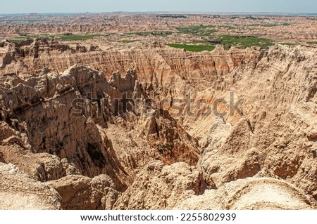 Beautiful view of the badlands of South Dakota after sufficient spring and summer rains.