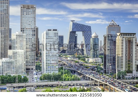 Beijing, China Financial District Skyline.