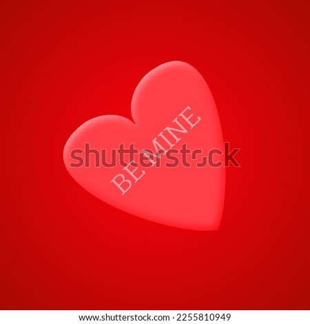A 3D rendering BE MINE with heart shape. Happy Valentine's day card. Abstract red background. Modern 3d graphic concept. illustration