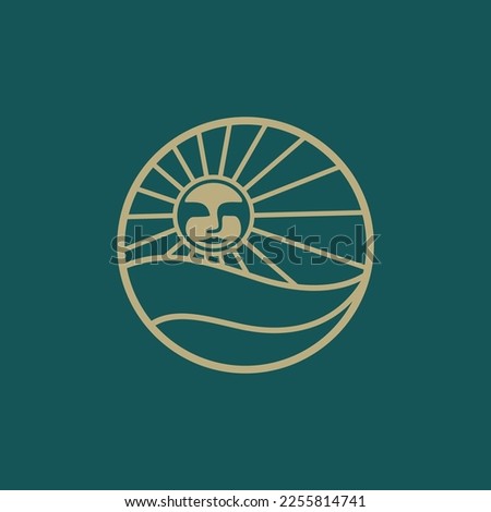 Sun Monoline Logo Vector Illustration