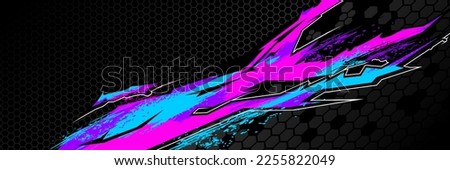 Car decal design vector. Graphic abstract stripe racing background kit designs for wrap vehicle, race car, rally, adventure and livery Royalty-Free Stock Photo #2255822049