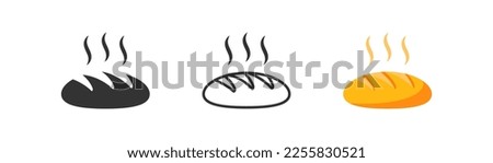 Bread icon on white background. Bakery symbol. Fresh baguette sign. Health breakfast, weat bread concept. Outline, flat, and colored style. Flat design.  Royalty-Free Stock Photo #2255830521