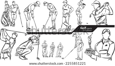 golf sports profession work doodle design drawing vector illustration