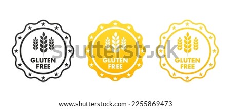 Gluten-free icon. Wheat symbols for gluten-free packaging or dietary food sign. Free food label or sticker flat. On a white isolated background. Product quality. Vector illustration