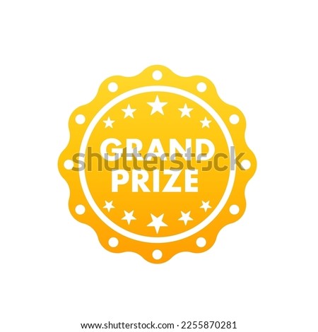 Grand prize icon. Stamp premium quality with star icon isolated on white background. Vector illustration Royalty-Free Stock Photo #2255870281