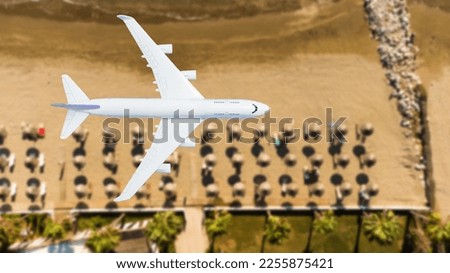 plane above the ground. Aerial city view