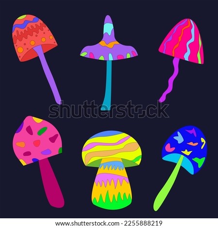Very bright psilocybin mushrooms, fantastic, fabulous, set of magic boletus