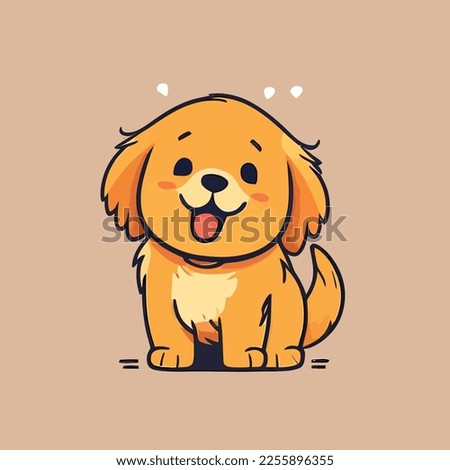 Drawing of a Bright and Cheerful Golden Retriever Chibi Illustration