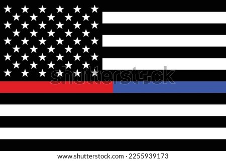 Thin red line and thin blue line American flag or US flag vector icon for websites and print