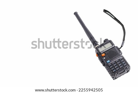 Portable radio transceivers isolated on white background. Royalty-Free Stock Photo #2255942505