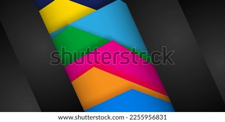 Abstract background in black colors with several overlapping colored surfaces with shadows