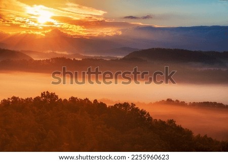 Autumn in the Smoky Mountains seen from the Foothills Parkway West Royalty-Free Stock Photo #2255960623