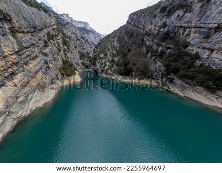 Verdon Gorge top view by drone at winter, in France, in Europe