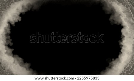 Grey smoke content frame like tunnel in clouds, isolated - object 3D rendering