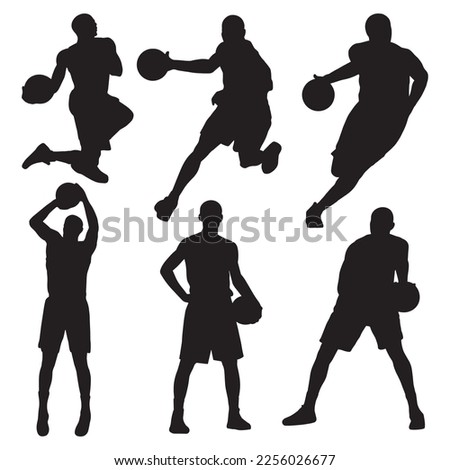 Silhouette basketball player illustration premium vector  The Concept of Isolated Technology. Flat Cartoon Style Suitable for Landing Web Pages, Banners, Flyers, Stickers, Cards Royalty-Free Stock Photo #2256026677