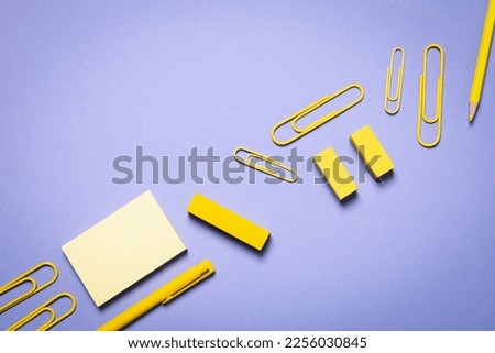 Concept of different stationery supplies and accessories