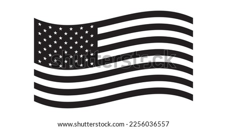 US national flag. American flag. Black and white colors. Wave. USA Patriotic symbol. Vector