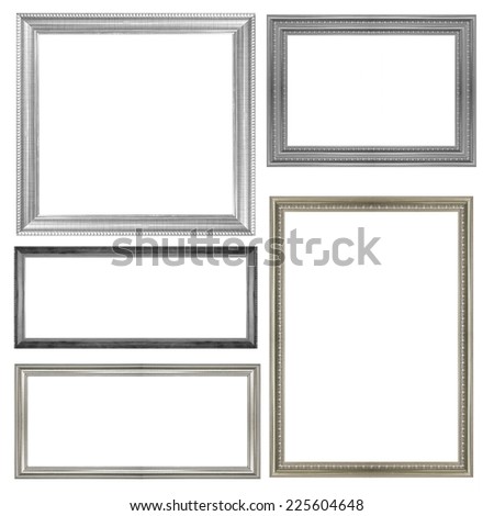 set of silver picture frame isolated on white background