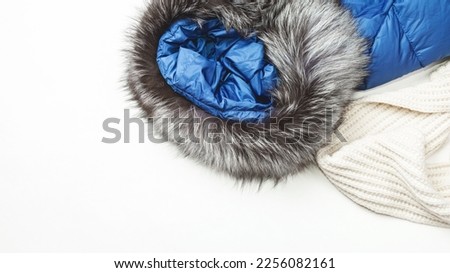 women winter concept. autumn and winter fashion woman's outfit. Jacket, white scarf.