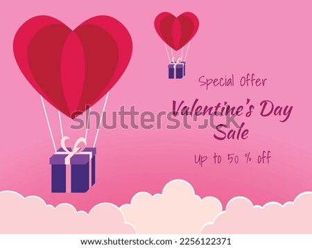 Illustration of Valentine's Day Sales for Web Background Vector Design.