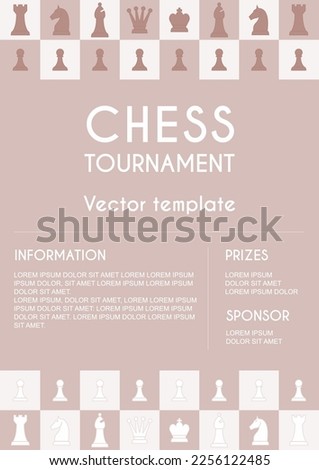 Chess tournament poster template in standard A4, A3 paper size proportions. Chess contest or chess club poster.